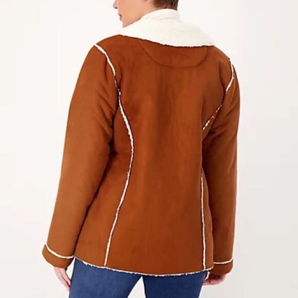 Susan Graver Weekend Bonded Faux Suede & Sherpa Coat - Picture 3 of 7